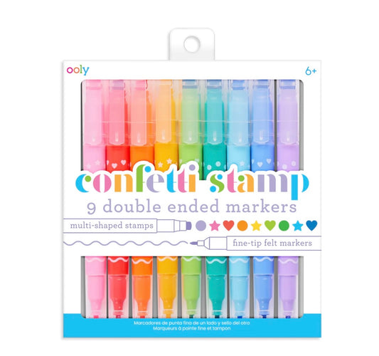 Confetti Stamp Double Ended Markers 9pk