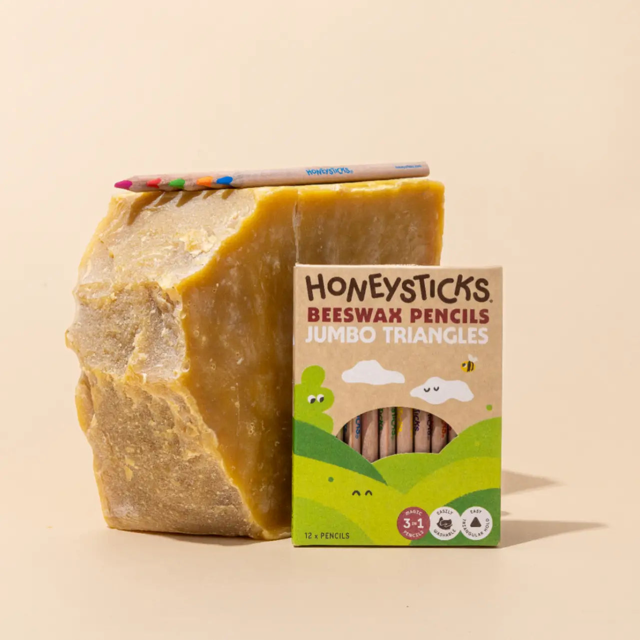 Honeysticks Magic 3-in-1 Beeswax Pencils Jumbo Triangles