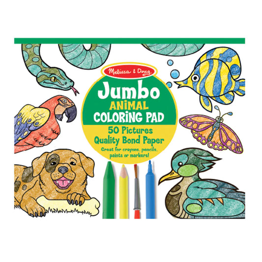 Jumbo 50-Page Kids Coloring Pad Animals