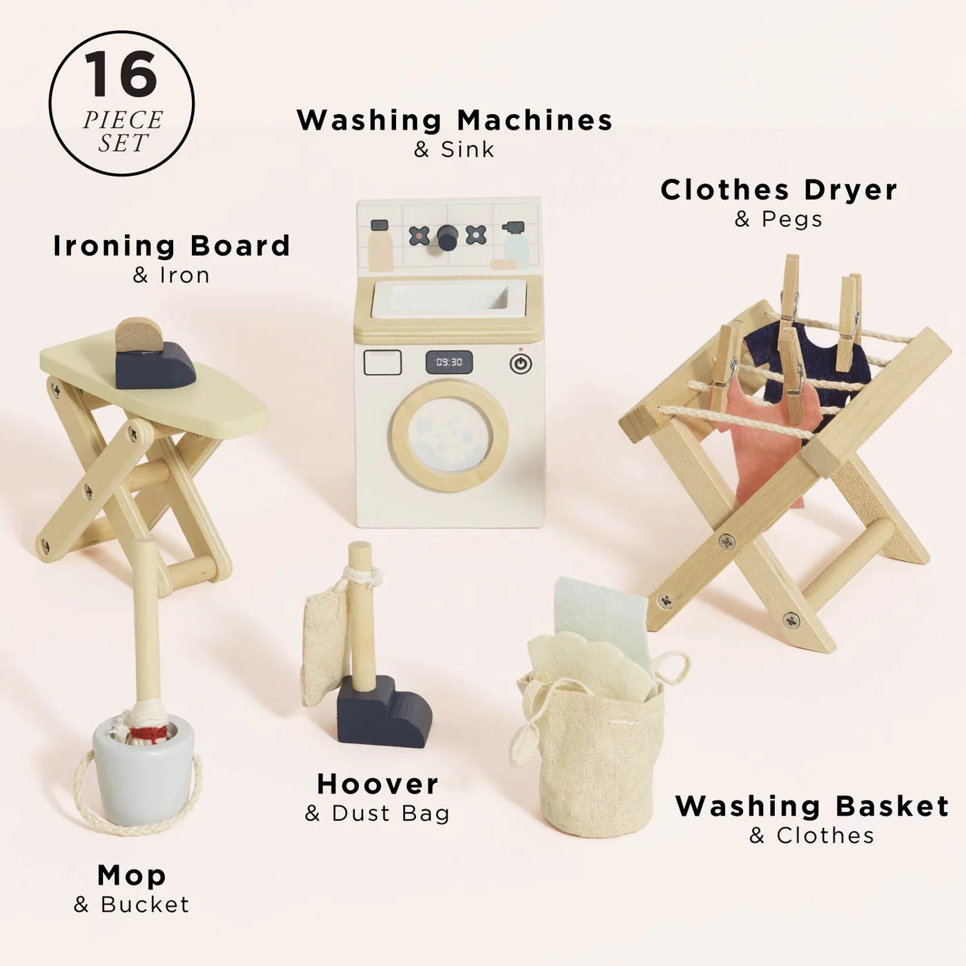 Laundry Room Dollhouse Furniture Set