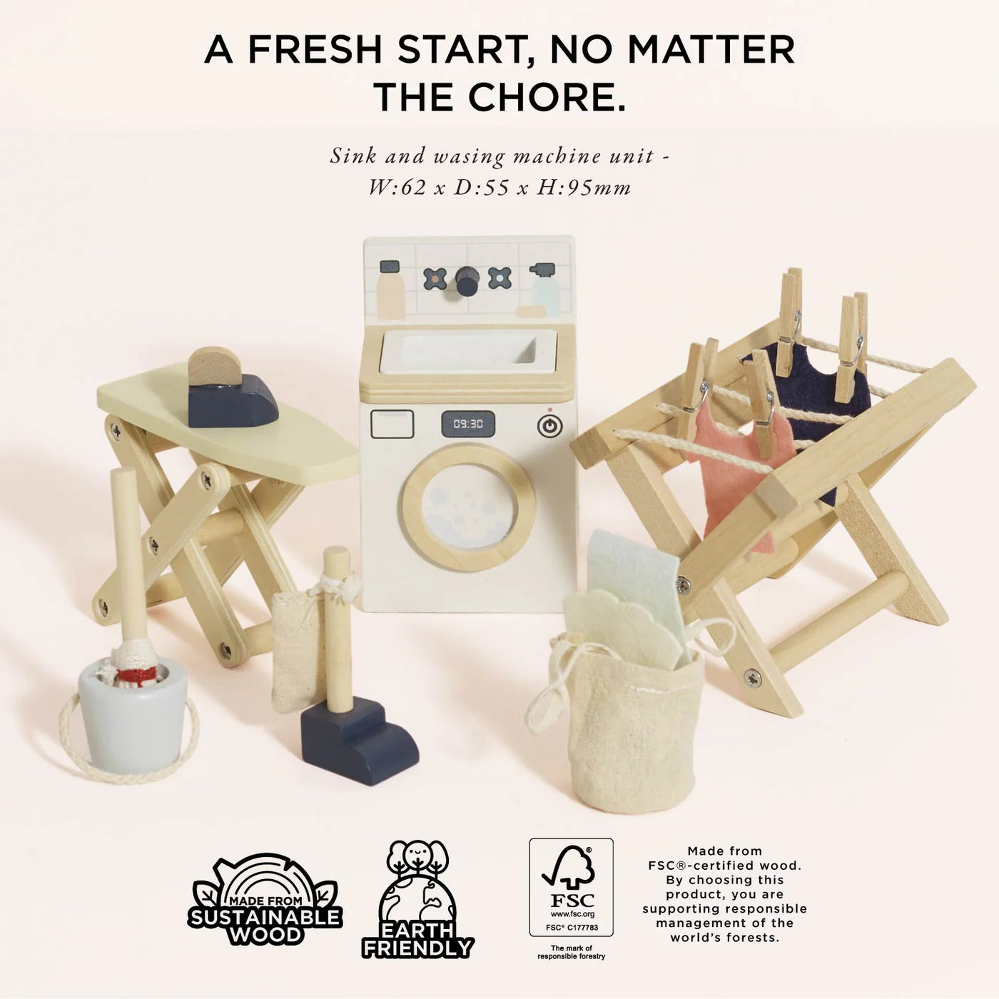 Laundry Room Dollhouse Furniture Set