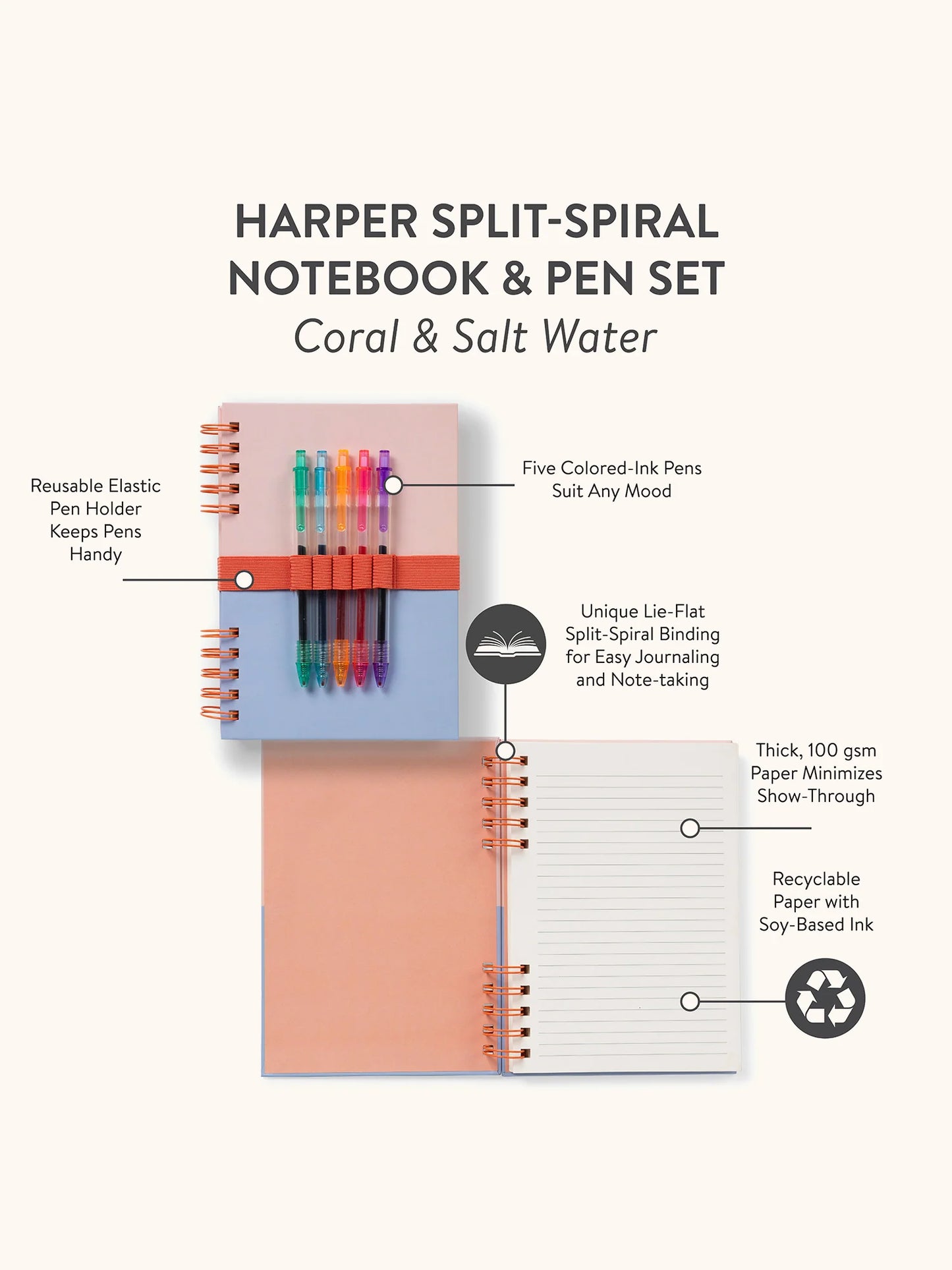 Coral & Salt Water Notebook & Pen Set