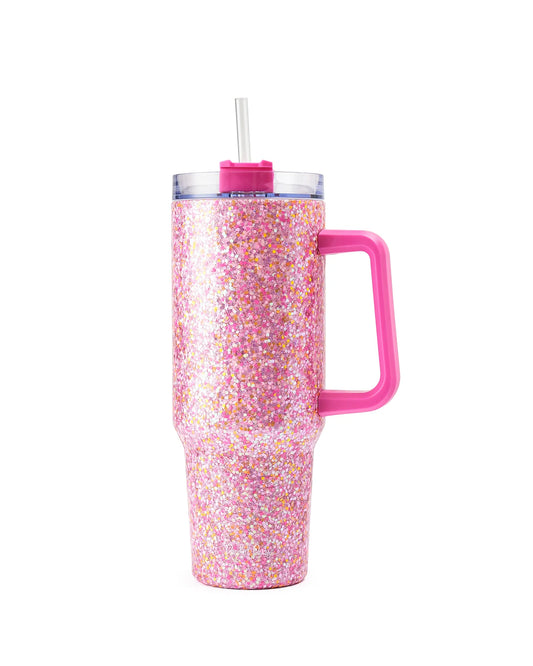 Pink Party Stainless Glitter Sipper