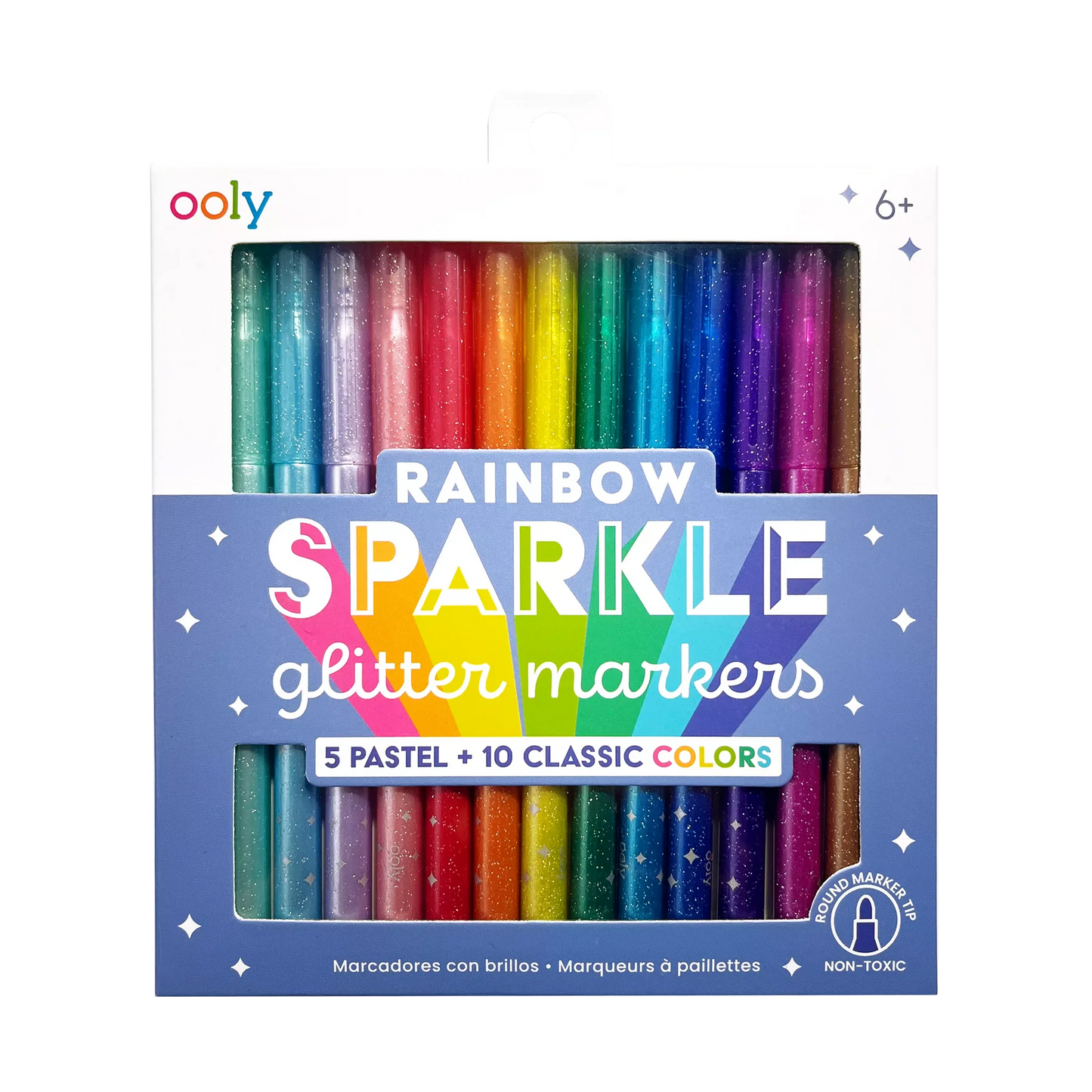 Rainbow Sparkle Glitter Markers Set of 15