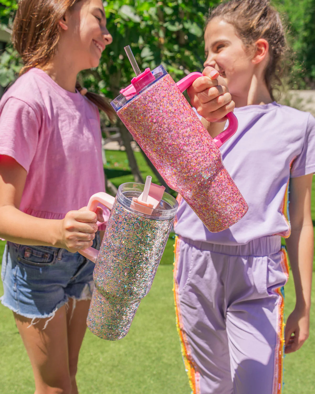 Pink Party Stainless Glitter Sipper