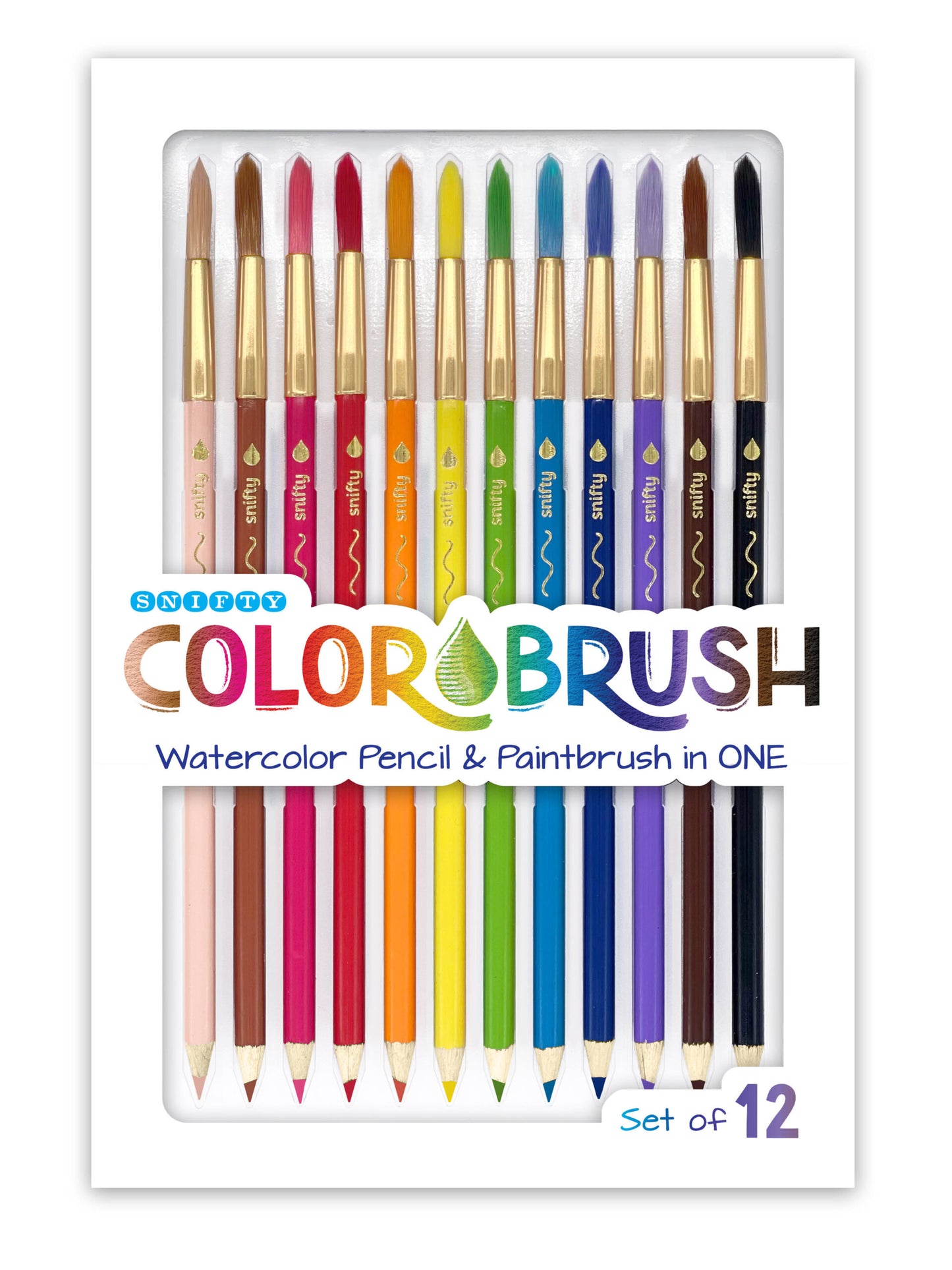 Color Brush Watercolor Pencil & Paintbrush Set of 12