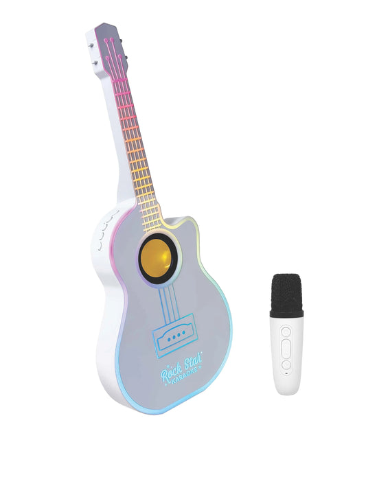 Rock Star Karaoke Guitar Speaker & Microphone White