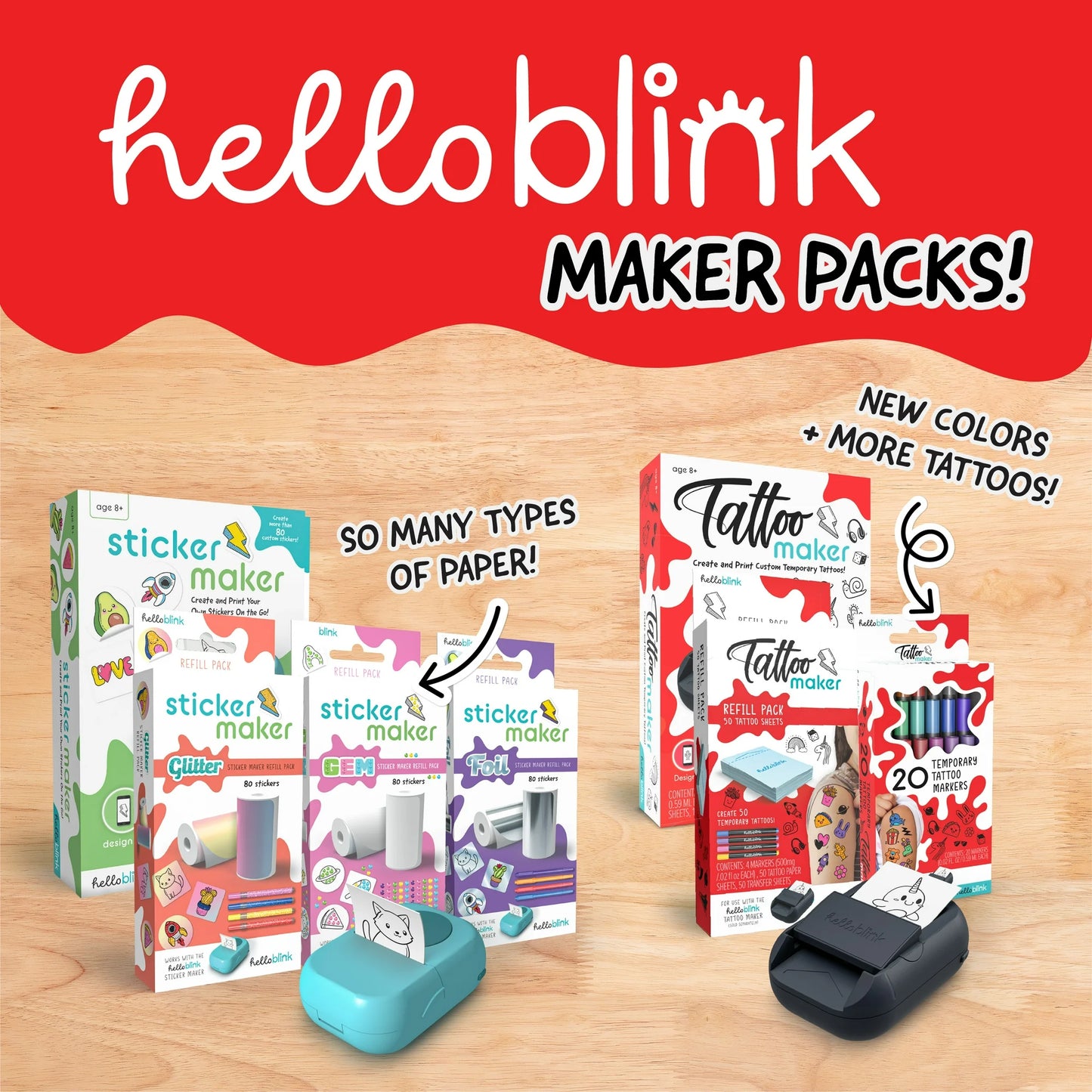 Hello Blink Temporary Tattoo Maker Refill Pack