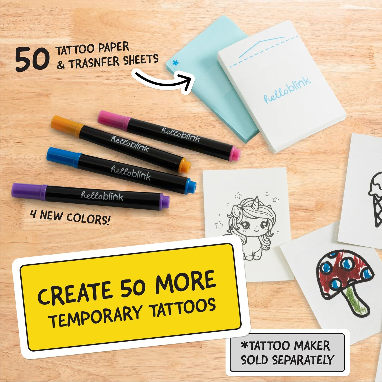 Hello Blink Temporary Tattoo Maker Refill Pack