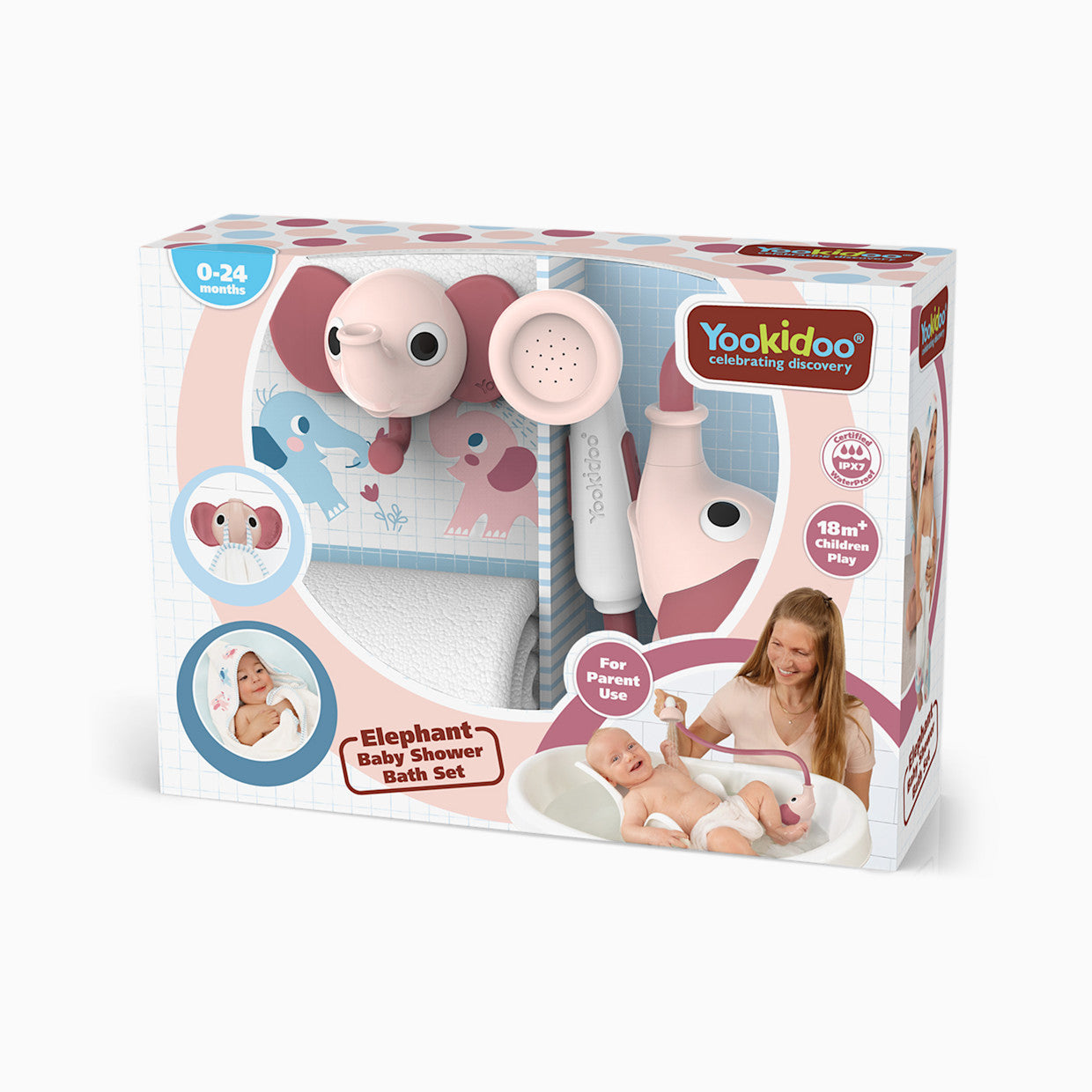 Pink Elephant Shower Set