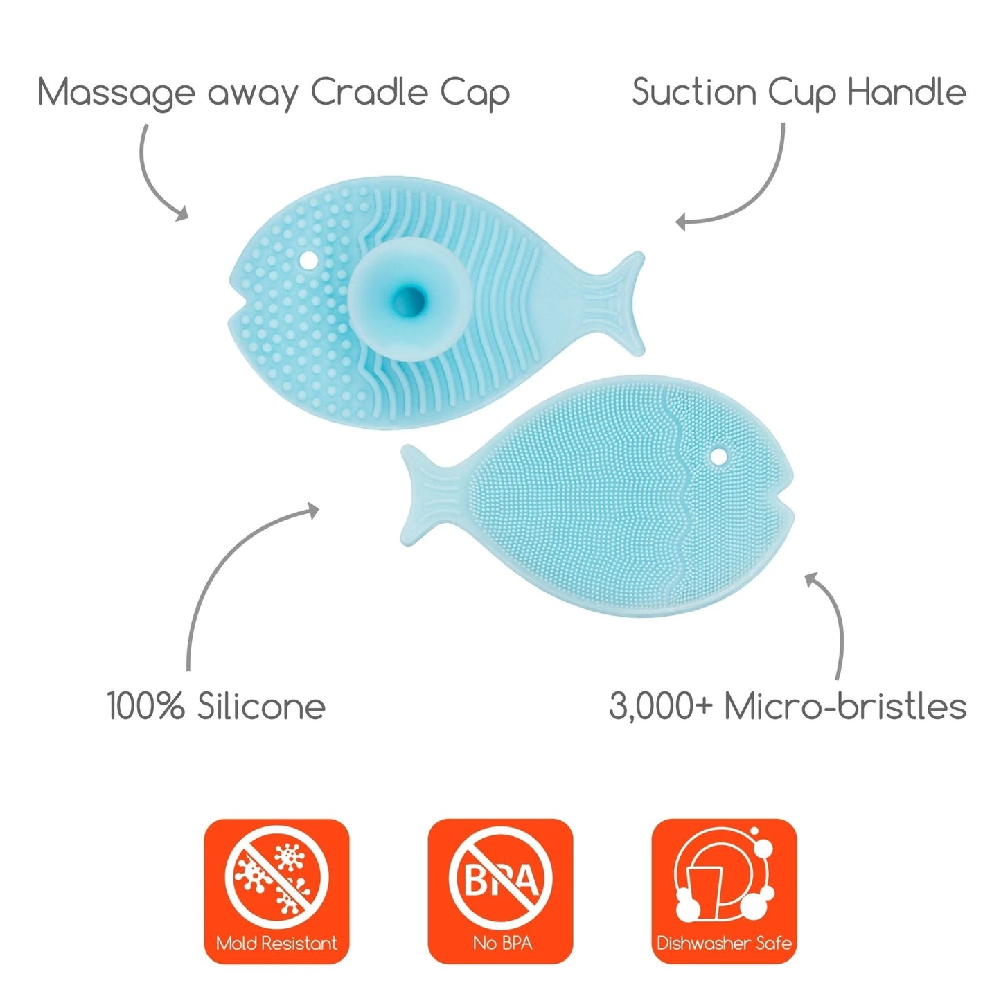 Silicone Mini Fish Scrub/Cradle Cap Brush