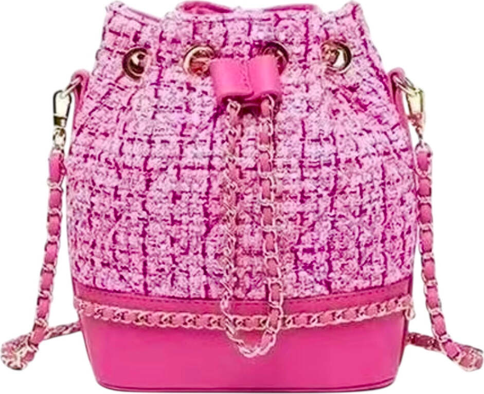 Pink Tweed Bucket Purse