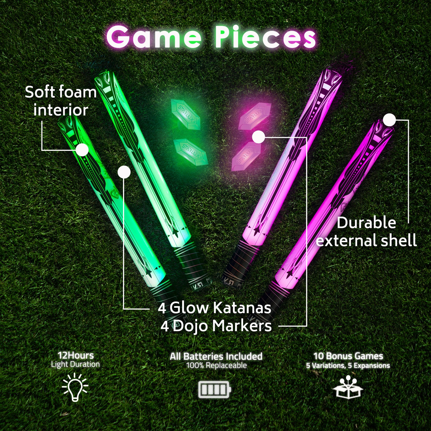 Glow Battle - Ninja Set: 2-4 Player Glowing Sword Game