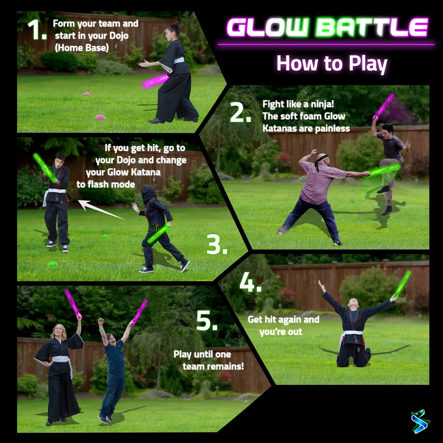 Glow Battle - Ninja Set: 2-4 Player Glowing Sword Game